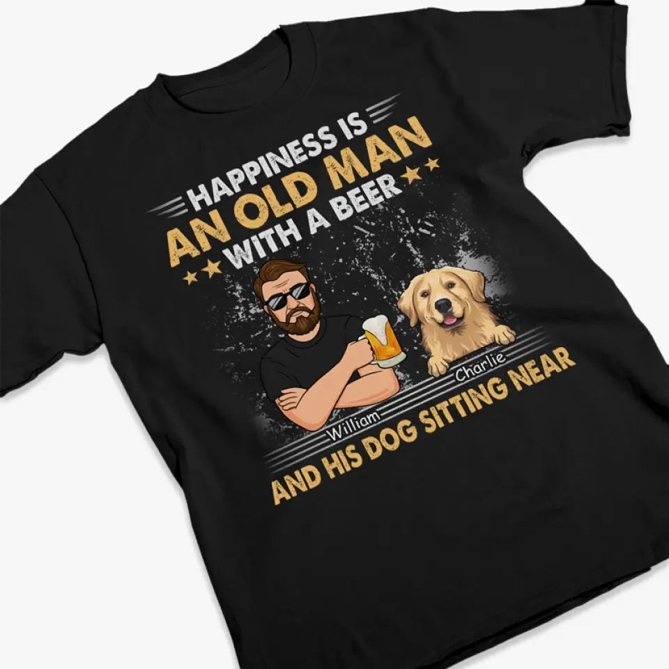 À la santé de mon bonheur simple ! T-shirt unisexe personnalisé pour chien, sweat à capuche, sweat-shirt ! Cadeau pour la fête des pères, pour les propriétaires d'animaux et les amoureux des animaux.