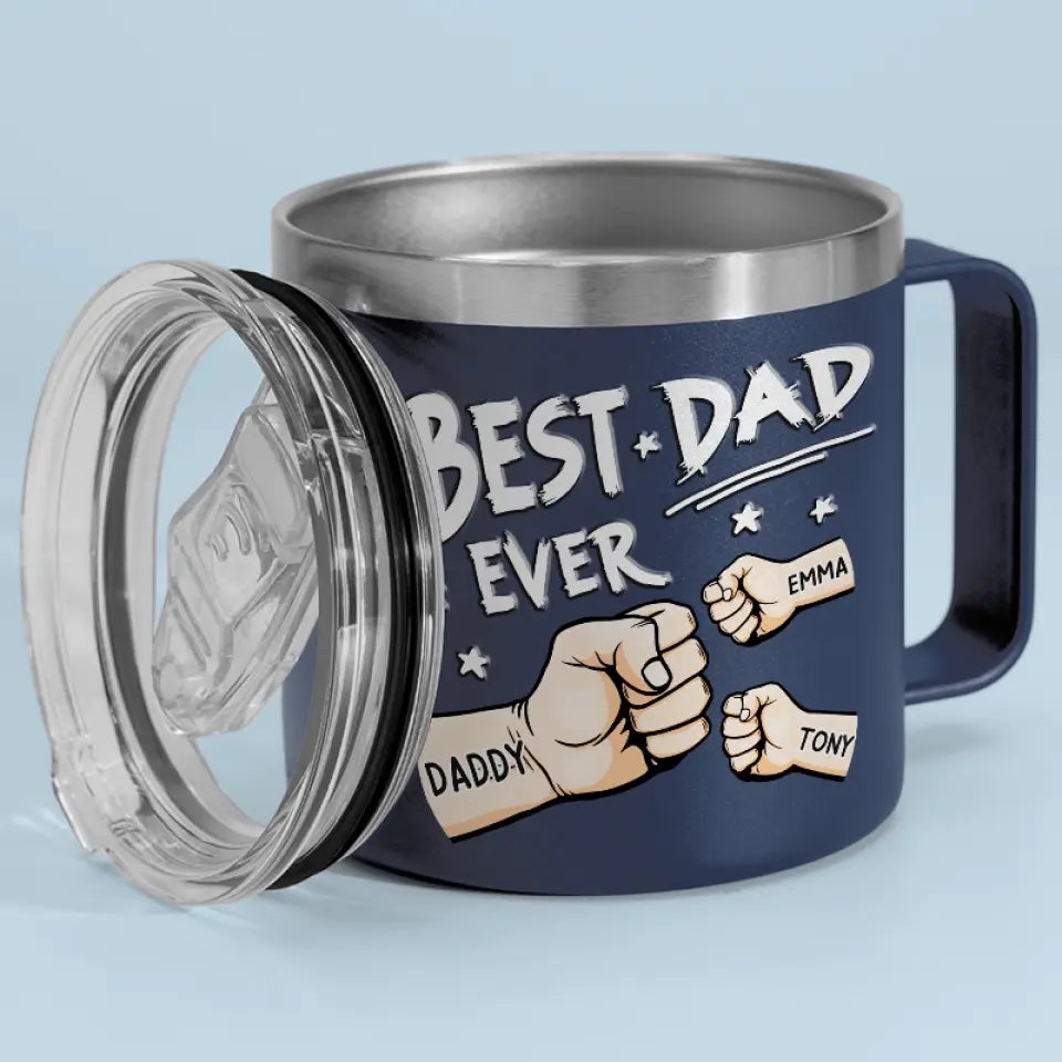 Mon père m'a donné mes rêves - Gobelet personnalisé en acier inoxydable de 14 oz avec poignée - Fête des pères, cadeau pour papa, grand-père