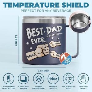 Mon père m'a donné mes rêves - Gobelet personnalisé en acier inoxydable de 14 oz avec poignée - Fête des pères, cadeau pour papa, grand-père