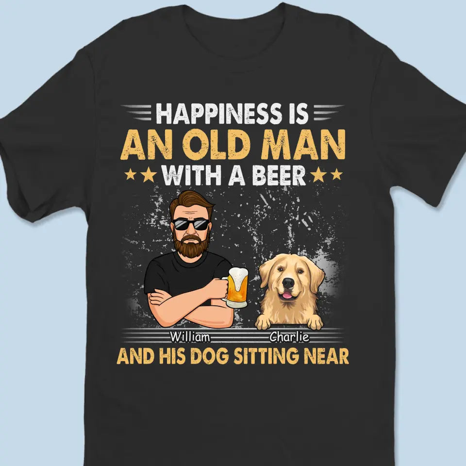 À la santé de mon bonheur simple ! T-shirt unisexe personnalisé pour chien, sweat à capuche, sweat-shirt ! Cadeau pour la fête des pères, pour les propriétaires d'animaux et les amoureux des animaux.