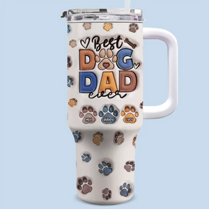 Tu es mon meilleur ami - Gobelet personnalisé en acier inoxydable avec poignée, effet gonflé 3D, imprimé, 40 oz - Fête des pères, cadeau pour les propriétaires d'animaux et les amoureux des animaux