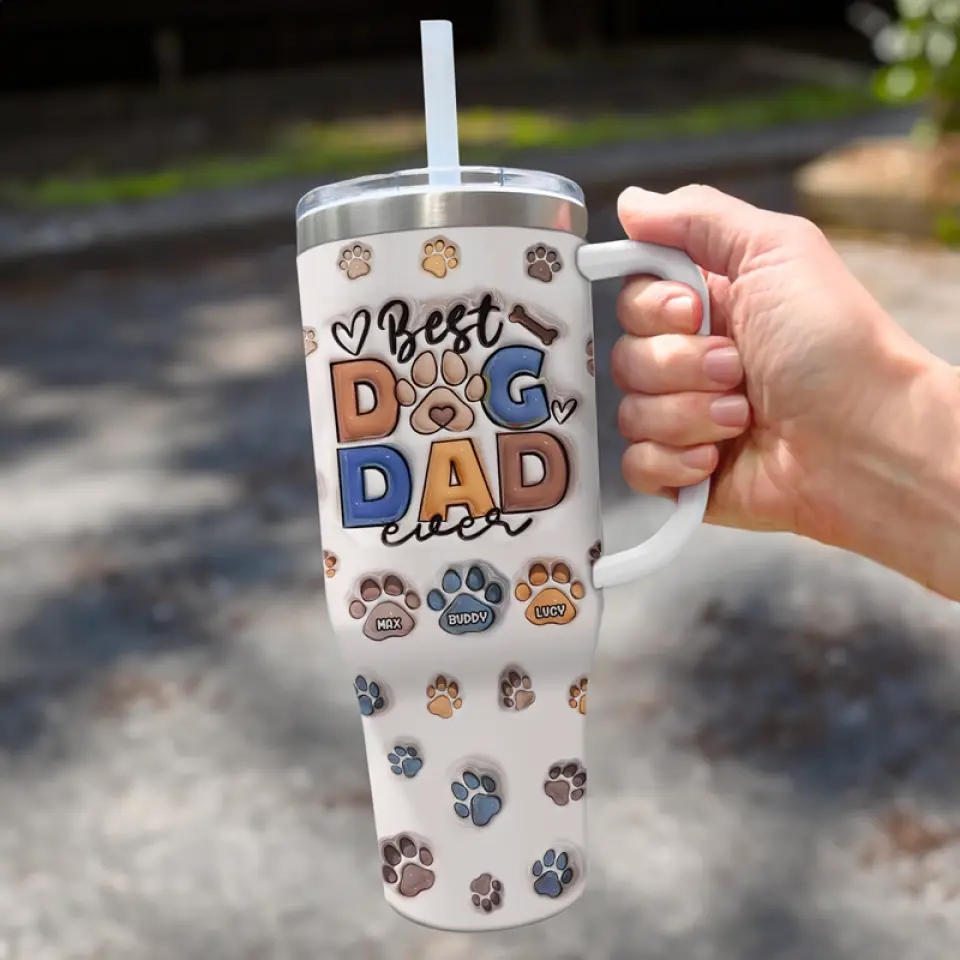 Tu es mon meilleur ami - Gobelet personnalisé en acier inoxydable avec poignée, effet gonflé 3D, imprimé, 40 oz - Fête des pères, cadeau pour les propriétaires d'animaux et les amoureux des animaux