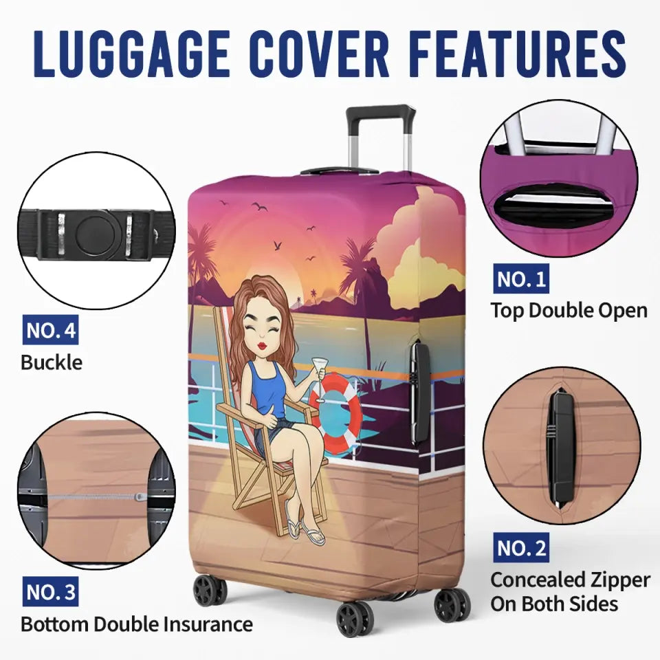 La fille qui aime les croisières - Housse de bagage personnalisée - Cadeau de vacances, cadeau pour les amoureux du voyage d'aventure