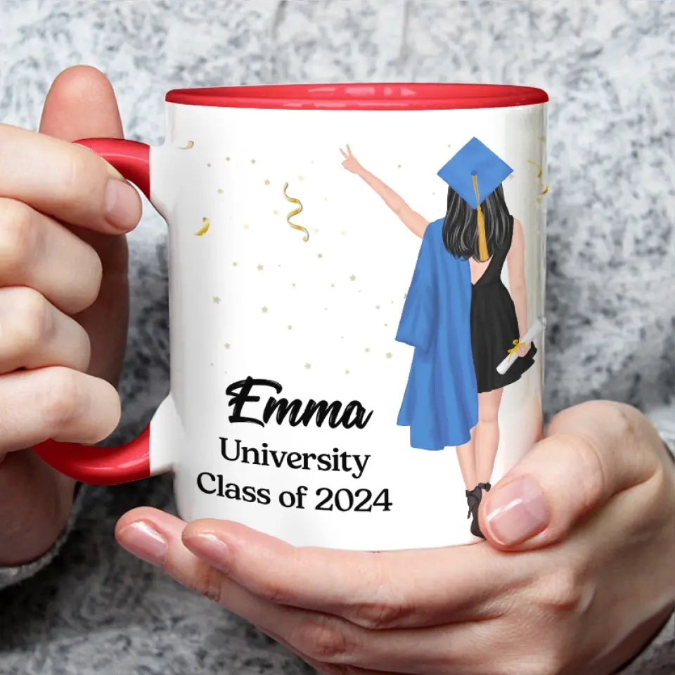 Un nouveau moi commence par un nouveau voyage - Tasse personnalisée avec accents pour la famille - Cadeau de remise de diplôme pour les membres de la famille, les frères et sœurs