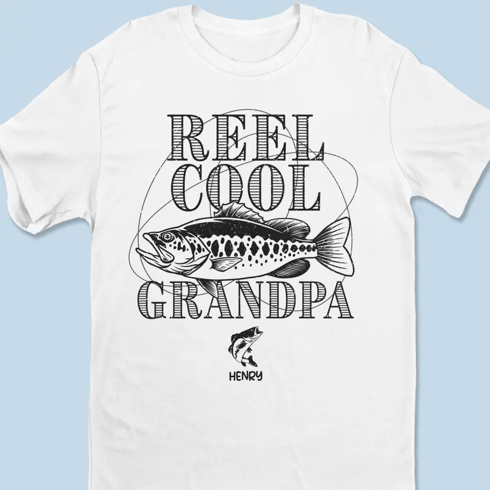 Reel Cool Grandpa Fishing - T-shirt unisexe personnalisé pour la famille, sweat à capuche, sweat-shirt - Fête des pères, cadeau pour papa, grand-père