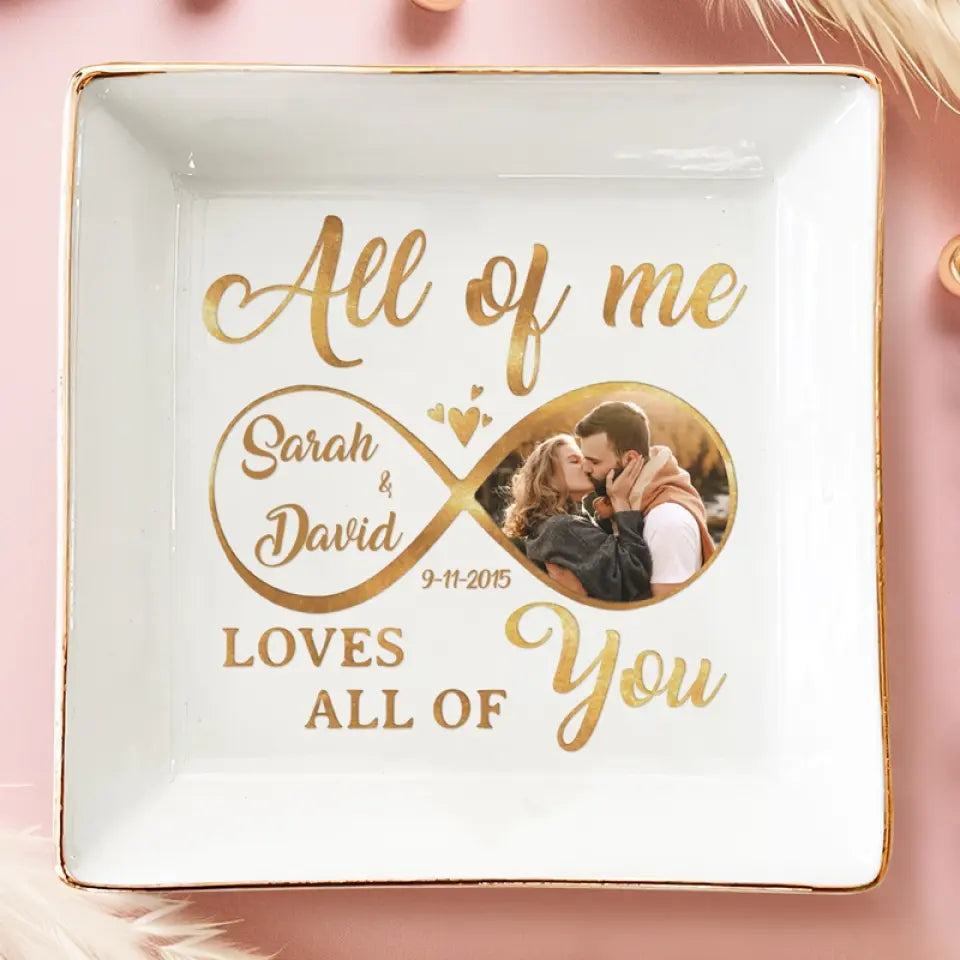 Photo personnalisée « Tout de moi, tout de toi » - Plat à bijoux personnalisé pour couple - Cadeau pour mari et femme, anniversaire