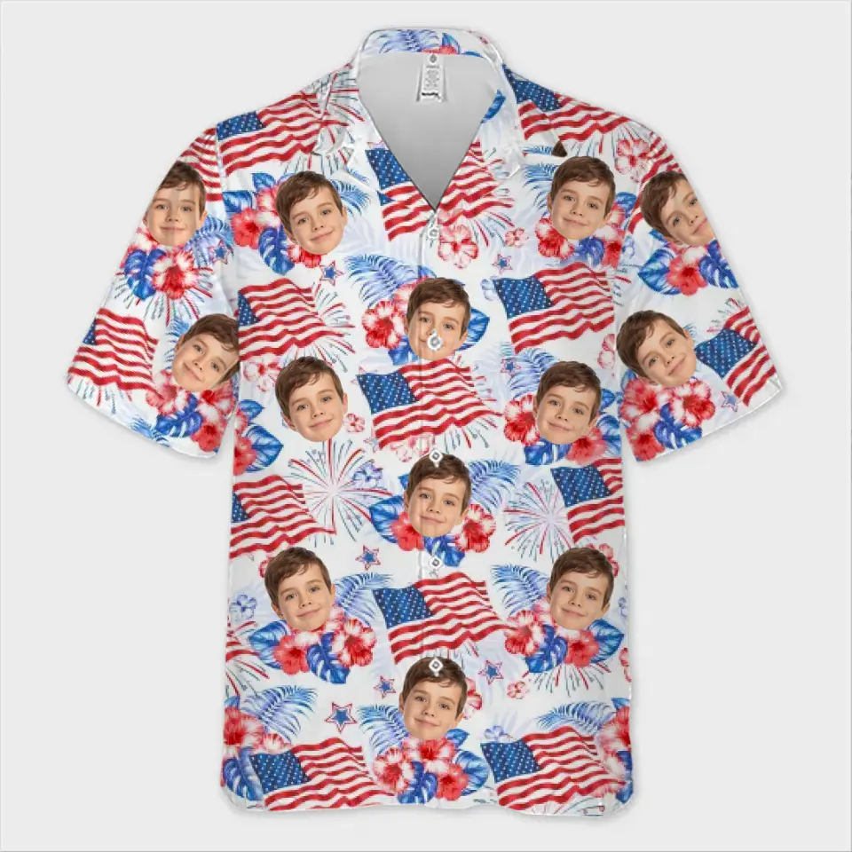 Photo personnalisée Notre famille a une ambiance estivale - Chemise hawaïenne tropicale unisexe personnalisée pour la famille - Cadeau de vacances d'été, cadeau pour les membres de la famille