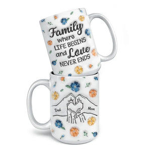 Une famille heureuse n'est qu'un paradis précoce - Mug personnalisé avec effet gonflé 3D - Cadeau pour les membres de la famille