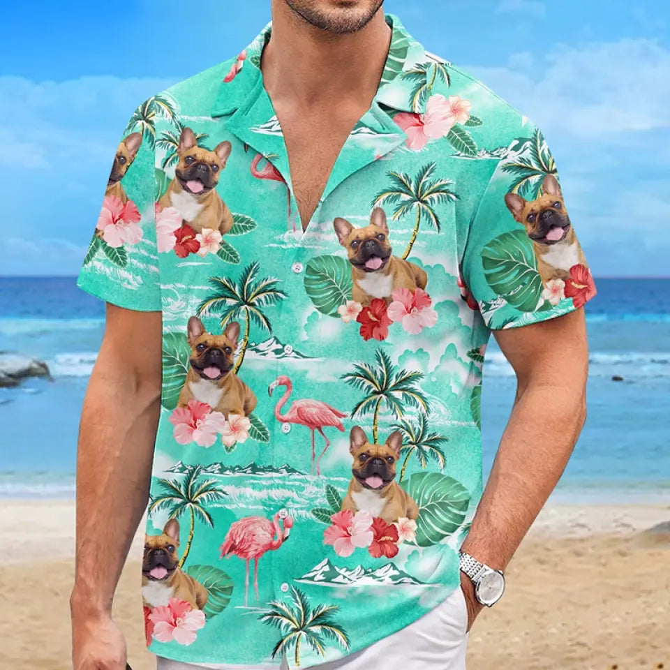 T-shirt hawaïen tropical unisexe personnalisé avec photo « Profitez de l'été à votre façon » pour chien et chat - Cadeau idéal pour les vacances d'été, les propriétaires d'animaux et les amoureux des animaux