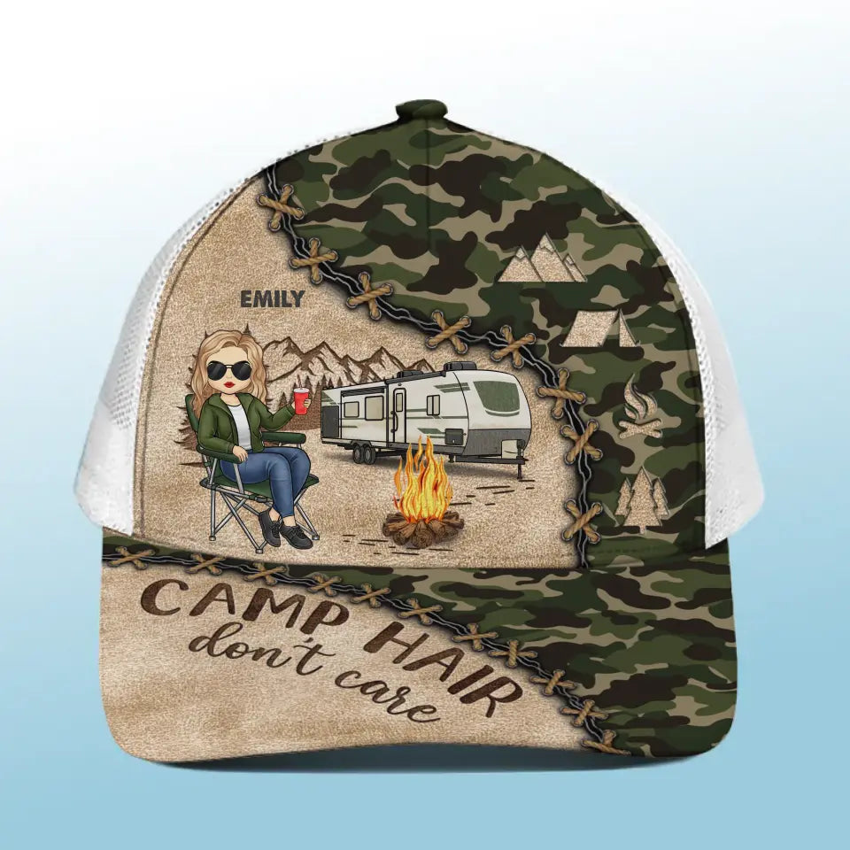 Go Wild Camping - Casquette de baseball personnalisée avec dos en maille, casquette de camionneur - Cadeau pour mari, femme et amoureux du camping