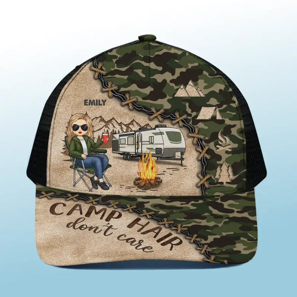 Go Wild Camping - Casquette de baseball personnalisée avec dos en maille, casquette de camionneur - Cadeau pour mari, femme et amoureux du camping