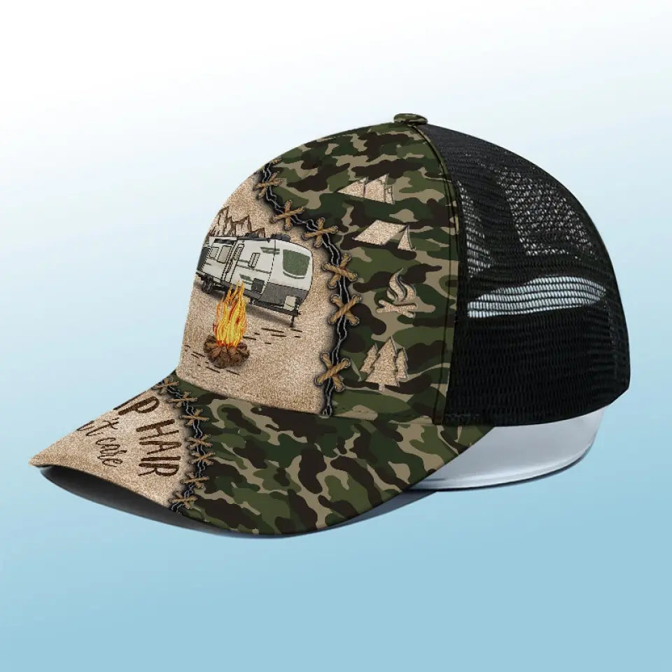 Go Wild Camping - Casquette de baseball personnalisée avec dos en maille, casquette de camionneur - Cadeau pour mari, femme et amoureux du camping