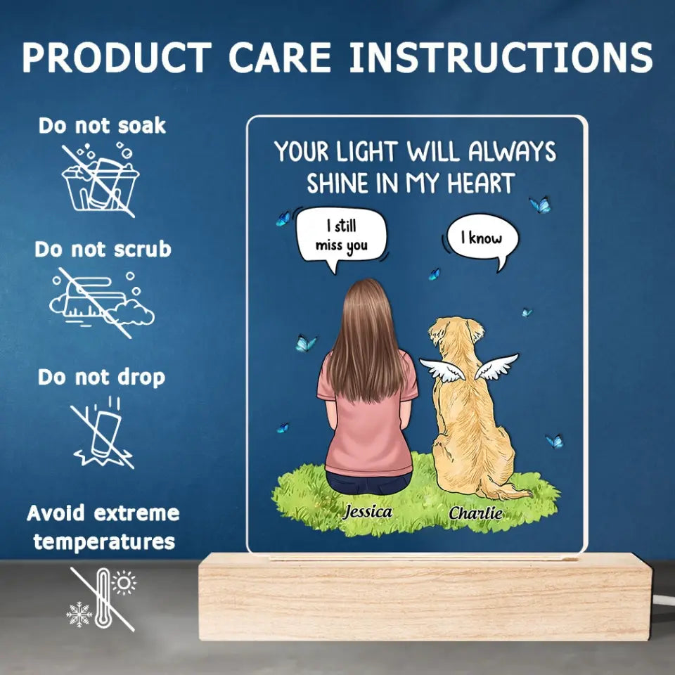Toujours là pour vous – Lampe LED 3D personnalisée en forme de mémorial – Cadeau de condoléances pour les propriétaires et les amoureux des animaux