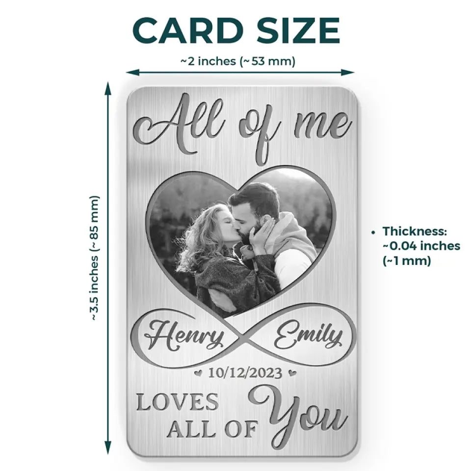 Photo personnalisée « Tout de moi, tout de toi » - Carte portefeuille en aluminium personnalisée pour couple - Cadeau pour mari et femme, anniversaire
