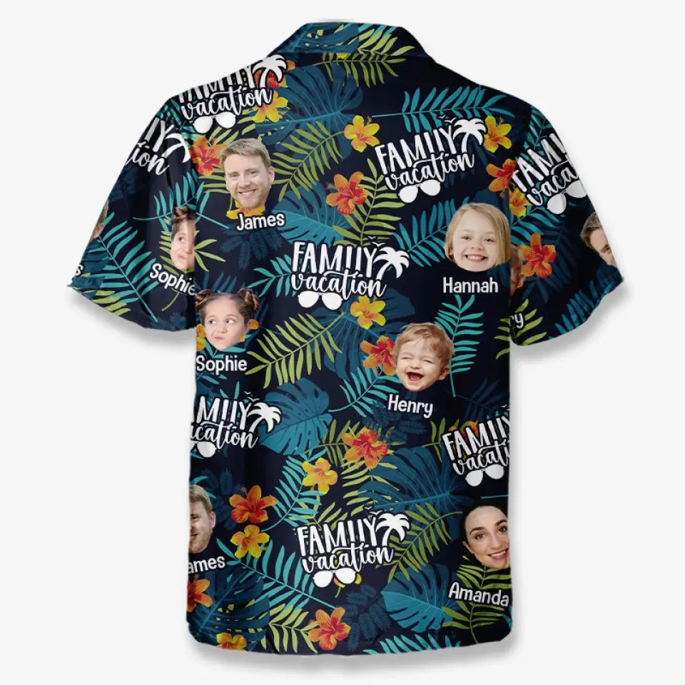 Photo personnalisée : l'été est le summum de la vie - T-shirt hawaïen tropical unisexe personnalisé pour la famille - Cadeau de vacances d'été, cadeau pour les membres de la famille