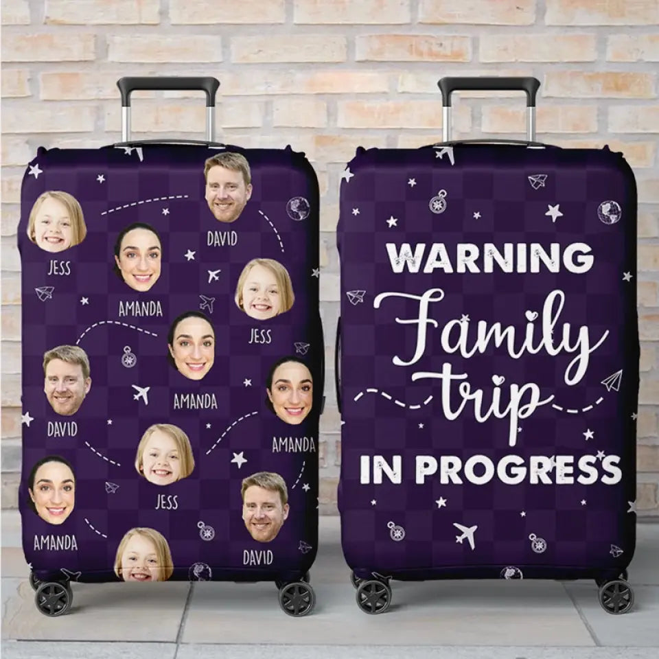 Housse de bagage personnalisée avec photo « Le ciel nous appelle et nous devons y aller » - Cadeau de vacances d'été pour les membres de la famille