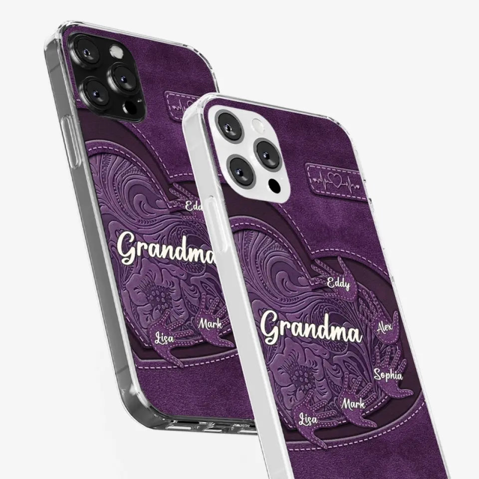 L'amour à chaque contact - Coque de téléphone transparente personnalisée pour la famille - Cadeau pour maman, grand-mère