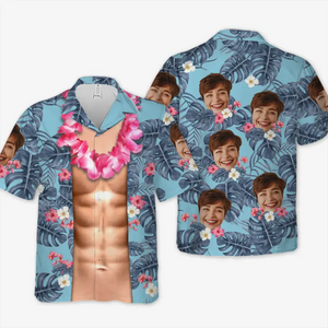 T-shirt hawaïen unisexe personnalisé avec photo « Air marin, cheveux salés » - Cadeau idéal pour les vacances d'été, idéal pour les membres de la famille