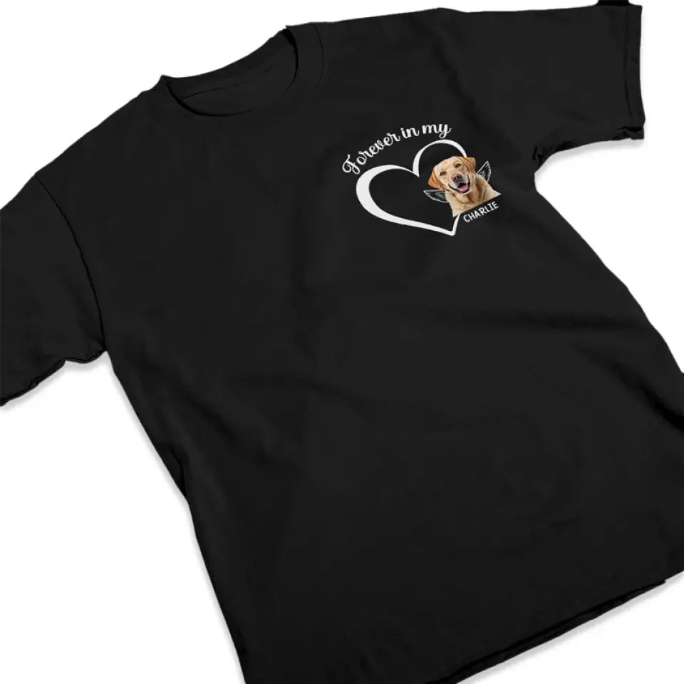 Photo personnalisée : plus à mes côtés, mais pour toujours dans mon cœur ! T-shirt unisexe personnalisé, sweat à capuche, cadeau de condoléances pour les propriétaires et les amoureux des animaux.