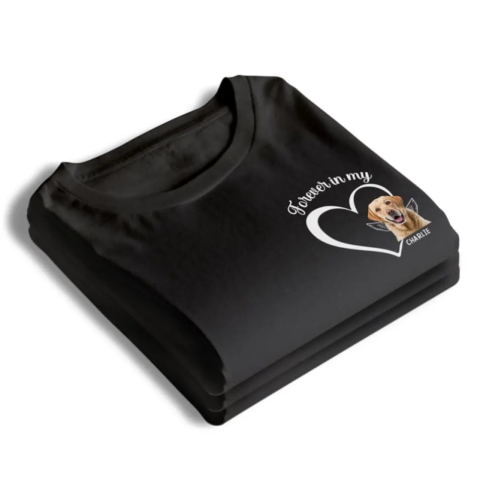 Photo personnalisée : plus à mes côtés, mais pour toujours dans mon cœur ! T-shirt unisexe personnalisé, sweat à capuche, cadeau de condoléances pour les propriétaires et les amoureux des animaux.