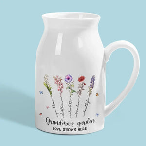 Un jardin d'amour pousse dans le cœur d'une grand-mère - Vase à fleurs personnalisé pour la décoration intérieure - Cadeau de fête des mères, de pendaison de crémaillère pour maman et grand-mère