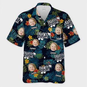 Photo personnalisée : l'été est le summum de la vie - T-shirt hawaïen tropical unisexe personnalisé pour la famille - Cadeau de vacances d'été, cadeau pour les membres de la famille