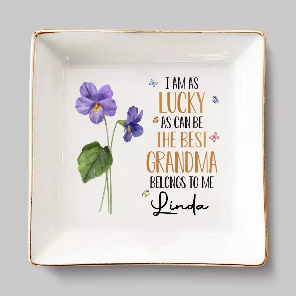 La meilleure grand-mère m'appartient - Plat à bijoux personnalisé pour la famille - Cadeau pour grand-mère