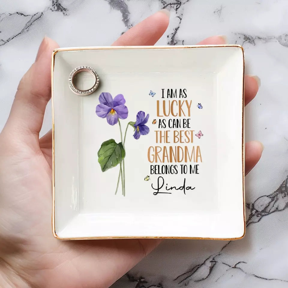 La meilleure grand-mère m'appartient - Plat à bijoux personnalisé pour la famille - Cadeau pour grand-mère