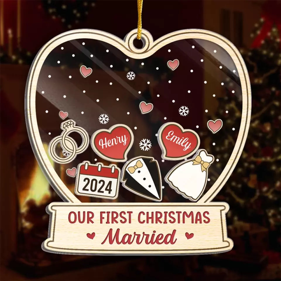 L'amour est le plus beau cadeau de tous - Ornement personnalisé à 3 étages pour couple - Cadeau de Noël pour mari et femme, anniversaire