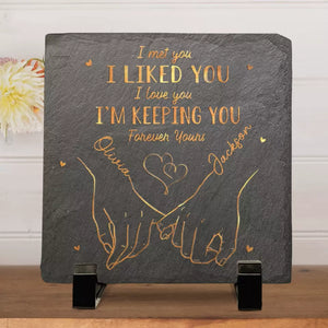 My Heart Is Perfect Because You Are Inside - Couple Personalized Custom Square Shaped Stone With Stand - Gift For Husband Wife, Anniversary