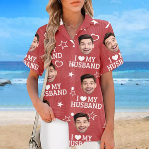 Photo personnalisée Un jour, nous y reviendrons et rirons - T-shirt hawaïen tropical unisexe personnalisé et amusant pour couple - Cadeau de vacances d'été, cadeau de fête d'anniversaire pour mari et femme, anniversaire