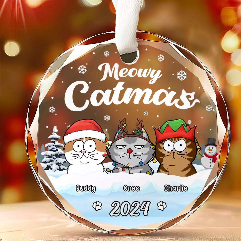Joyeux Noël à tous ! Décoration de Noël personnalisée en verre avec motif chien et chat. Cadeau idéal pour les propriétaires et les amoureux des animaux.