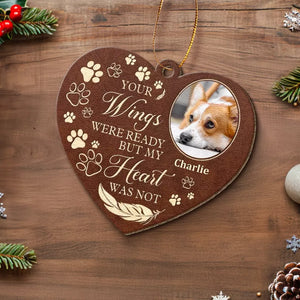 Photo personnalisée « Une empreinte de patte sur mon cœur » – Ornement commémoratif personnalisé en cuir – Cadeau de Noël, cadeau de condoléances pour les propriétaires d'animaux et les amoureux des animaux