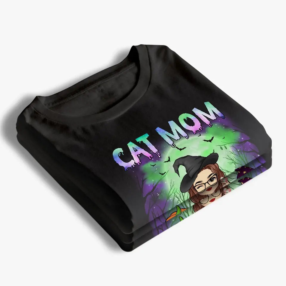 T-shirt, sweat à capuche et sweat-shirt unisexe personnalisé « Chat effrayant » d'Halloween - Cadeau d'Halloween pour les propriétaires et les amoureux des animaux