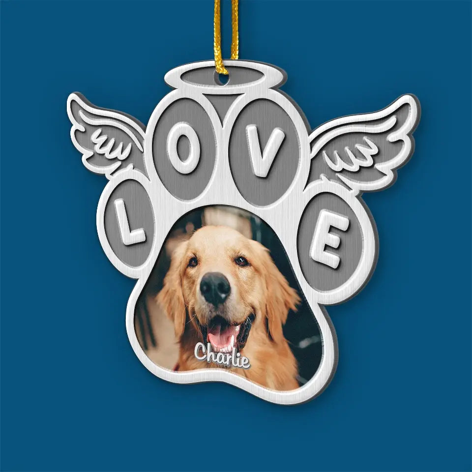 Photo personnalisée « Nous restons à jamais liés » - Ornement commémoratif personnalisé - Forme personnalisée en métal - Cadeau de condoléances, cadeau de Noël pour les propriétaires d'animaux de compagnie et les amoureux des animaux