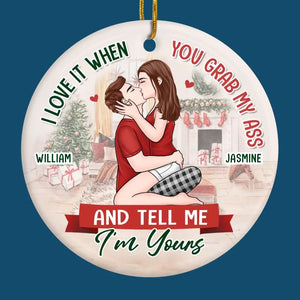 Chaque ornement contient un morceau de notre amour - Ornement personnalisé pour couple - Forme ronde en céramique - Cadeau de Noël pour mari et femme, anniversaire