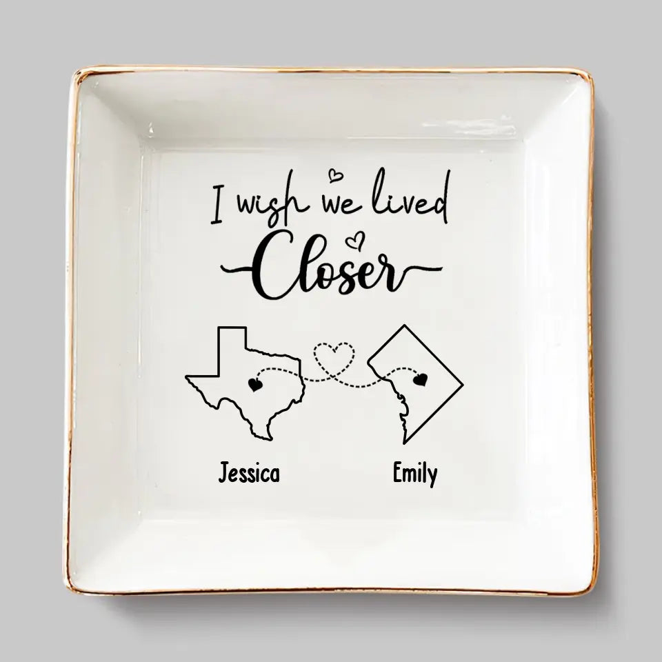 Les vrais amis ne se séparent jamais, peut-être par la distance, mais jamais par le cœur - Plat à bijoux personnalisé Bestie - Cadeau pour meilleures amies, meilleures amies, sœurs