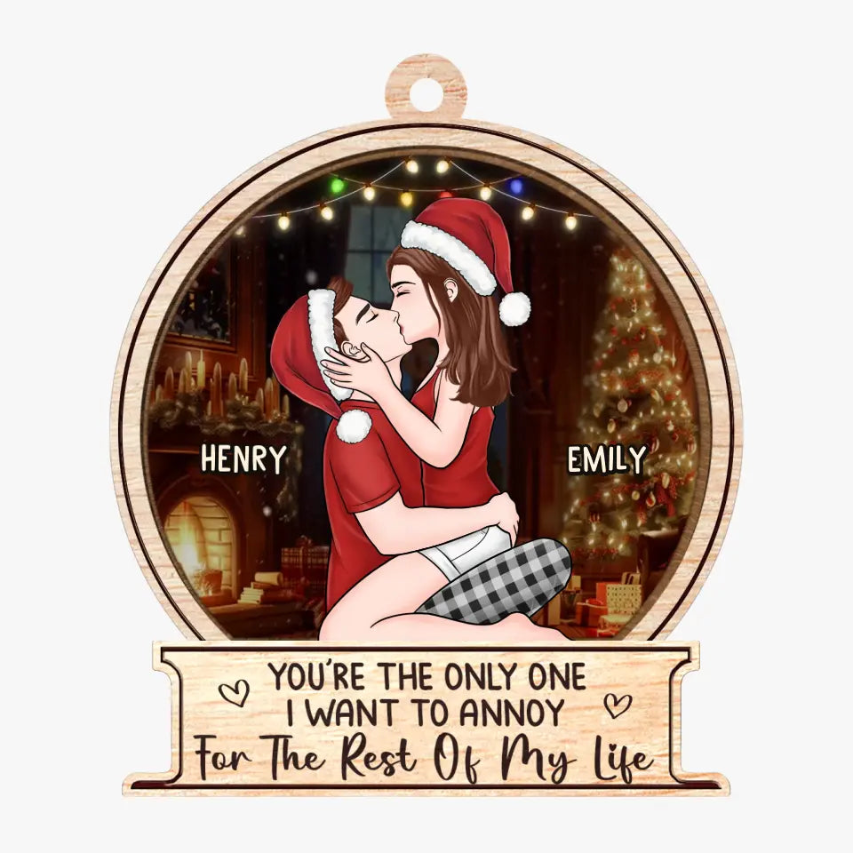 Tu es la seule personne que je veux trouver sous le gui - Ornement personnalisé pour couple - Forme personnalisée en bois - Cadeau de Noël pour mari et femme, anniversaire