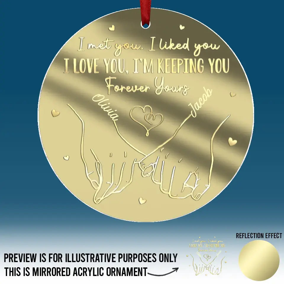 Je t'ai aimé à l'époque, je t'aime toujours - Ornement personnalisé en acrylique miroir pour couple - Cadeau de Noël pour mari et femme, anniversaire