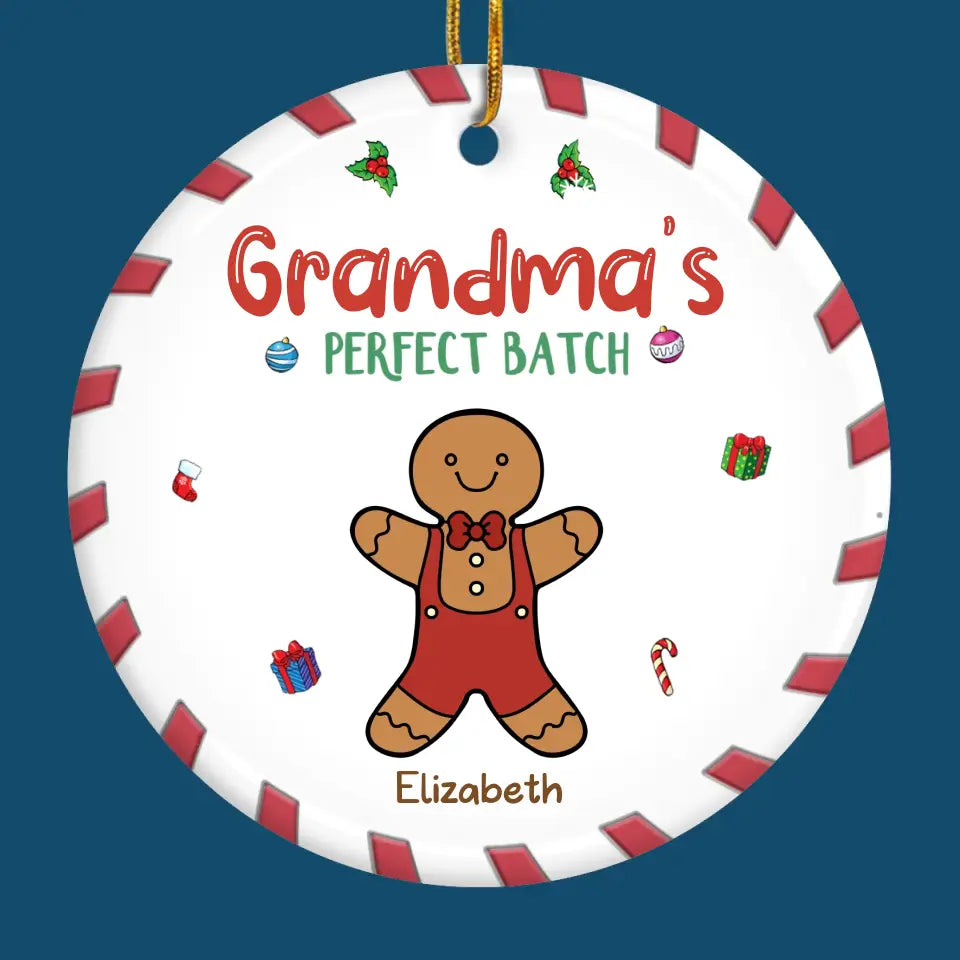 Chérissez les doux moments en famille, tout comme les friandises au pain d'épices - Ornement personnalisé personnalisé pour la famille - Forme ronde en céramique - Cadeau de Noël pour maman, grand-mère