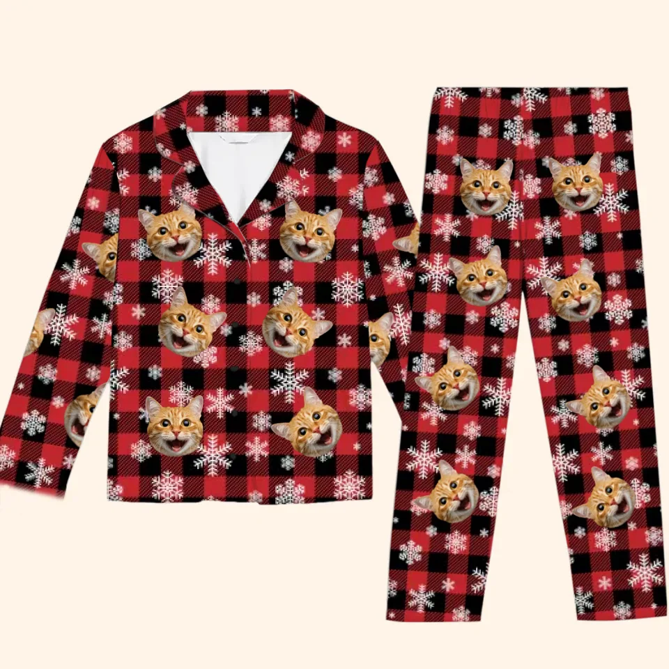 Photo personnalisée : Rien n'évoque mieux Noël que de se blottir dans un pyjama douillet avec votre ami à quatre pattes - Pyjama personnalisé pour chien et chat - Cadeau de Noël pour les propriétaires et les amoureux des animaux