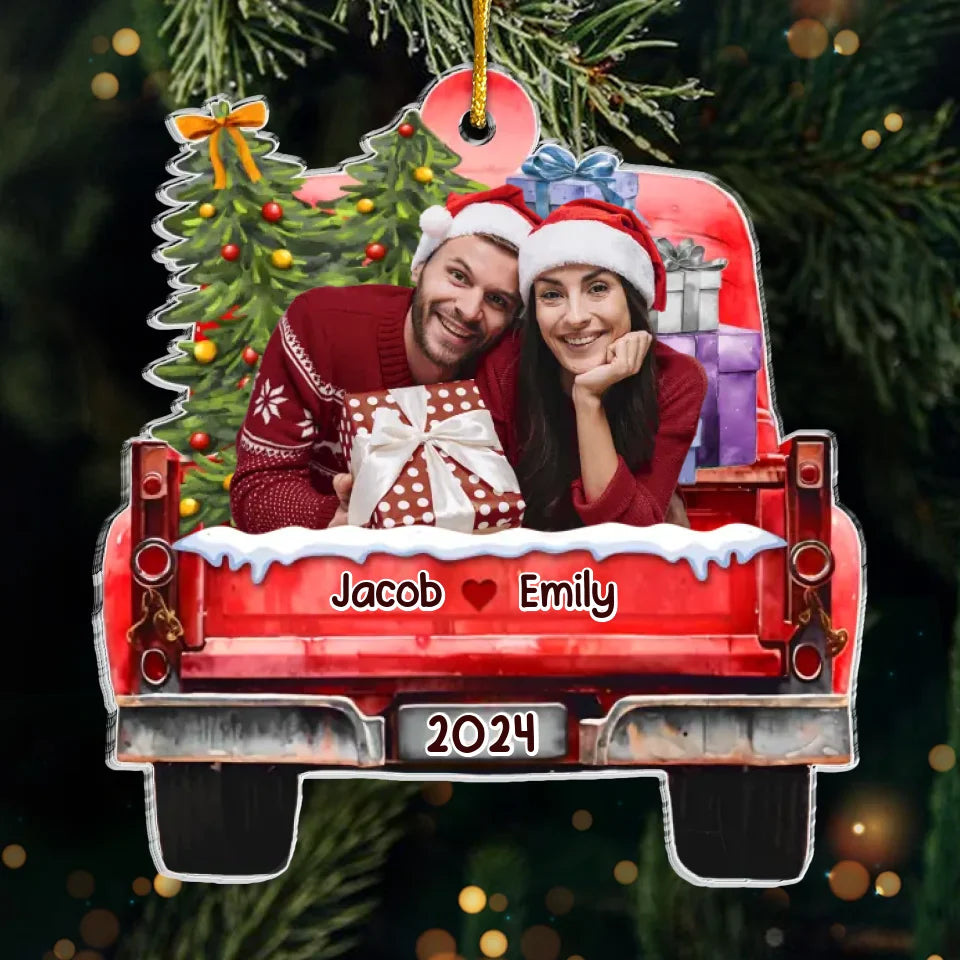 Photo personnalisée « Toi et moi sommes l'histoire de Noël parfaite » - Ornement personnalisé pour couple - Forme personnalisée en acrylique - Cadeau de Noël pour mari et femme, anniversaire