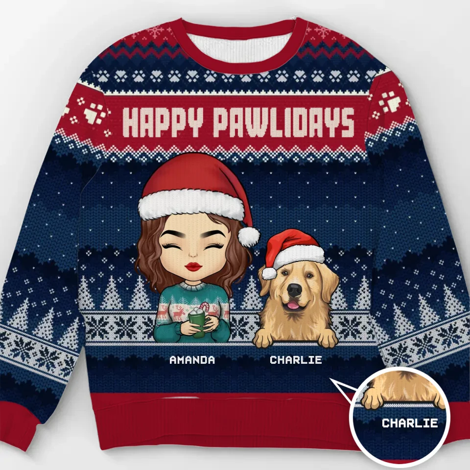 Remue-queues jusqu'à Noël ! - Sweat-shirt moche personnalisé pour chien et chat - Pull unisexe en laine - Cadeau de Noël pour propriétaires et amoureux des animaux
