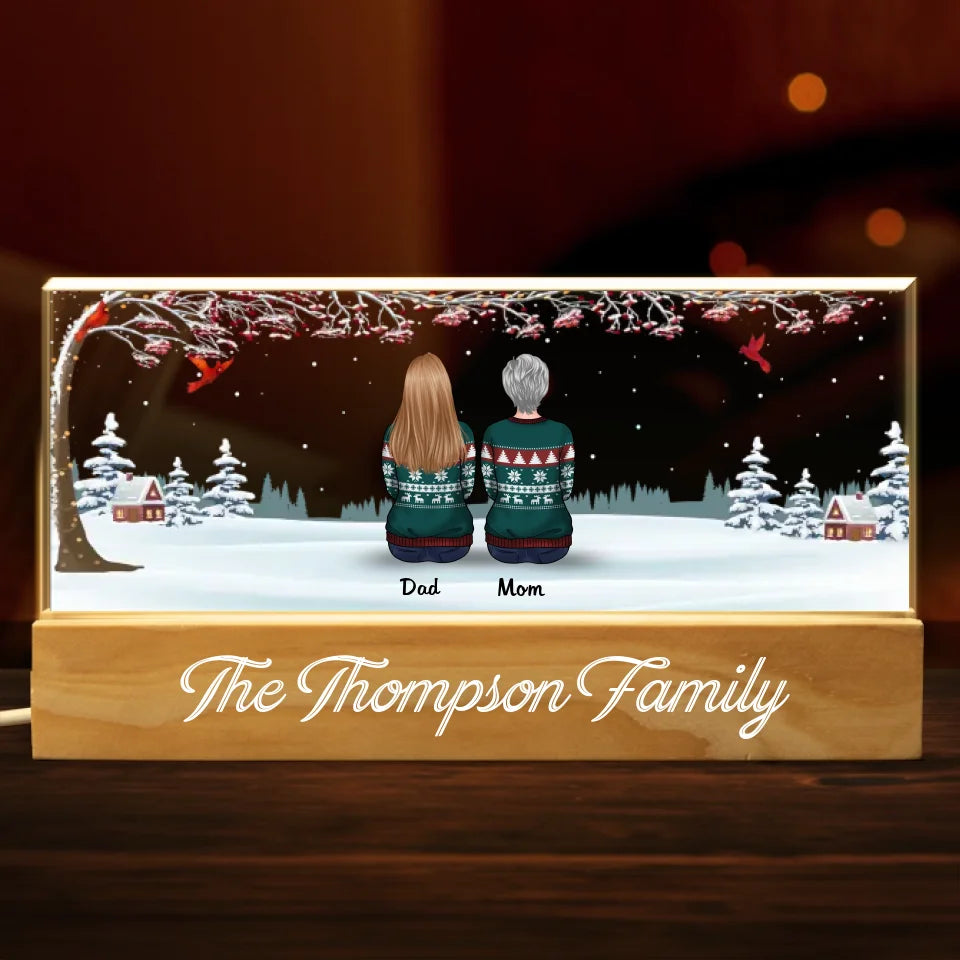 La maison est là où se trouvent les biscuits et les cadeaux de Noël - Veilleuse LED 3D personnalisée en acrylique avec lettres - Cadeau de Noël pour les membres de la famille
