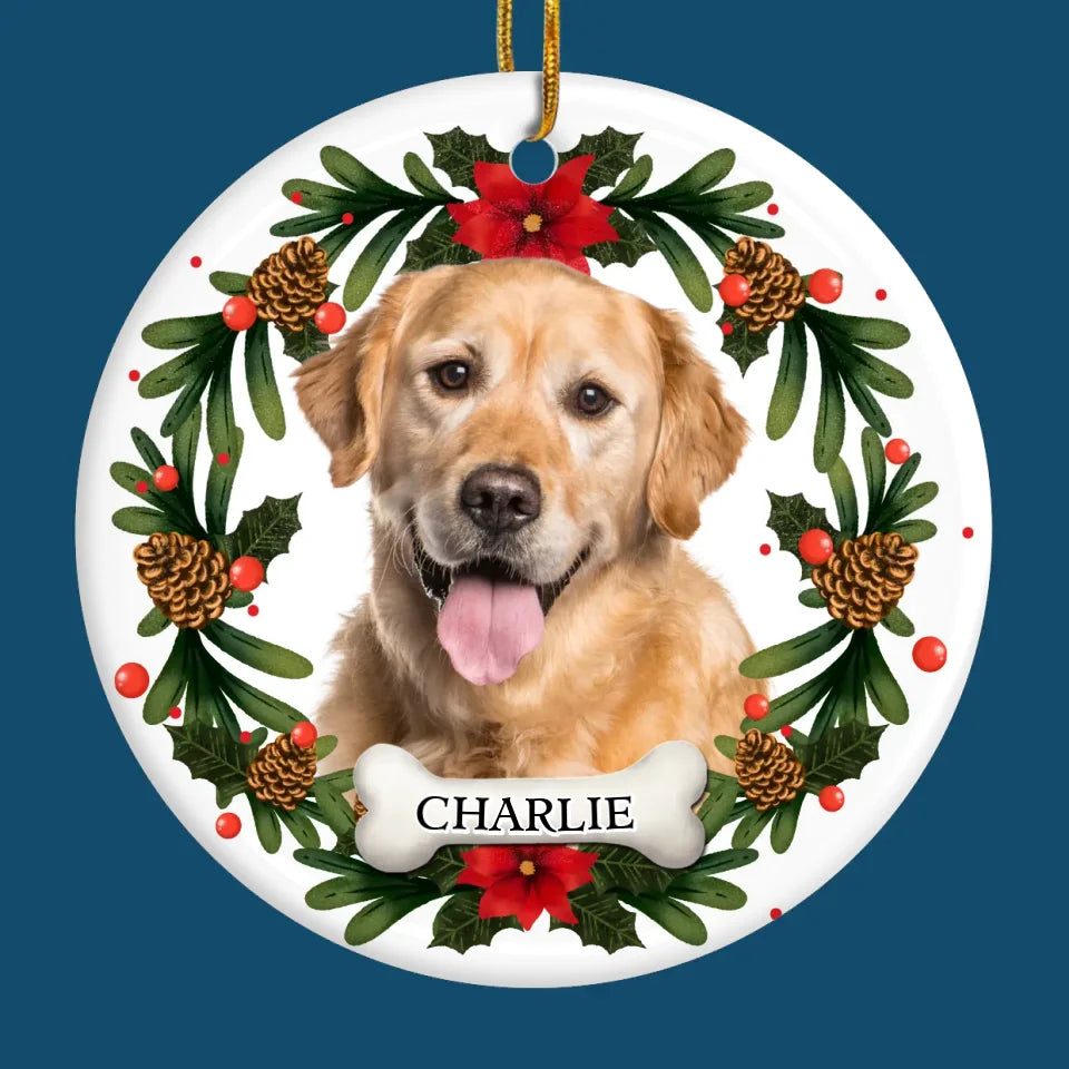 Photo personnalisée de Noël et beaucoup de plaisir avec mon bébé à fourrure - Ornement personnalisé pour chien et chat - Forme ronde en céramique - Cadeau de Noël pour les propriétaires d'animaux et les amoureux des animaux