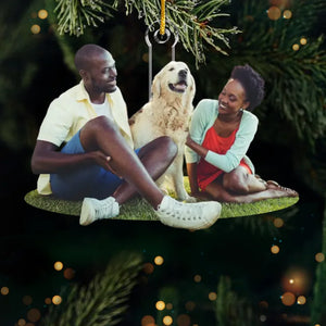 Photo personnalisée « Paix et joie à vous pour Noël » - Ornement personnalisé pour couple - Forme personnalisée en acrylique - Cadeau de Noël pour mari et femme, anniversaire, propriétaires d'animaux, amoureux des animaux