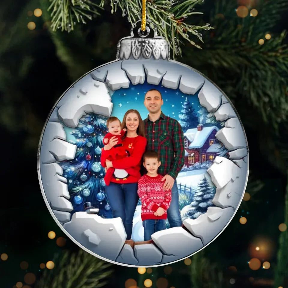 Photo personnalisée pour immortaliser vos moments en famille pendant les fêtes - Ornement personnalisé pour la famille - Acrylique en forme personnalisée - Cadeau de Noël pour les membres de la famille