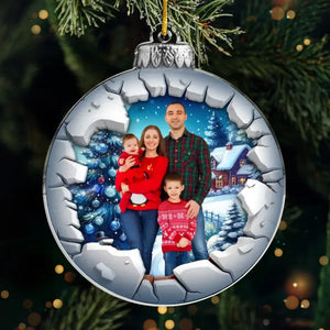 Photo personnalisée pour immortaliser vos moments en famille pendant les fêtes - Ornement personnalisé pour la famille - Acrylique en forme personnalisée - Cadeau de Noël pour les membres de la famille