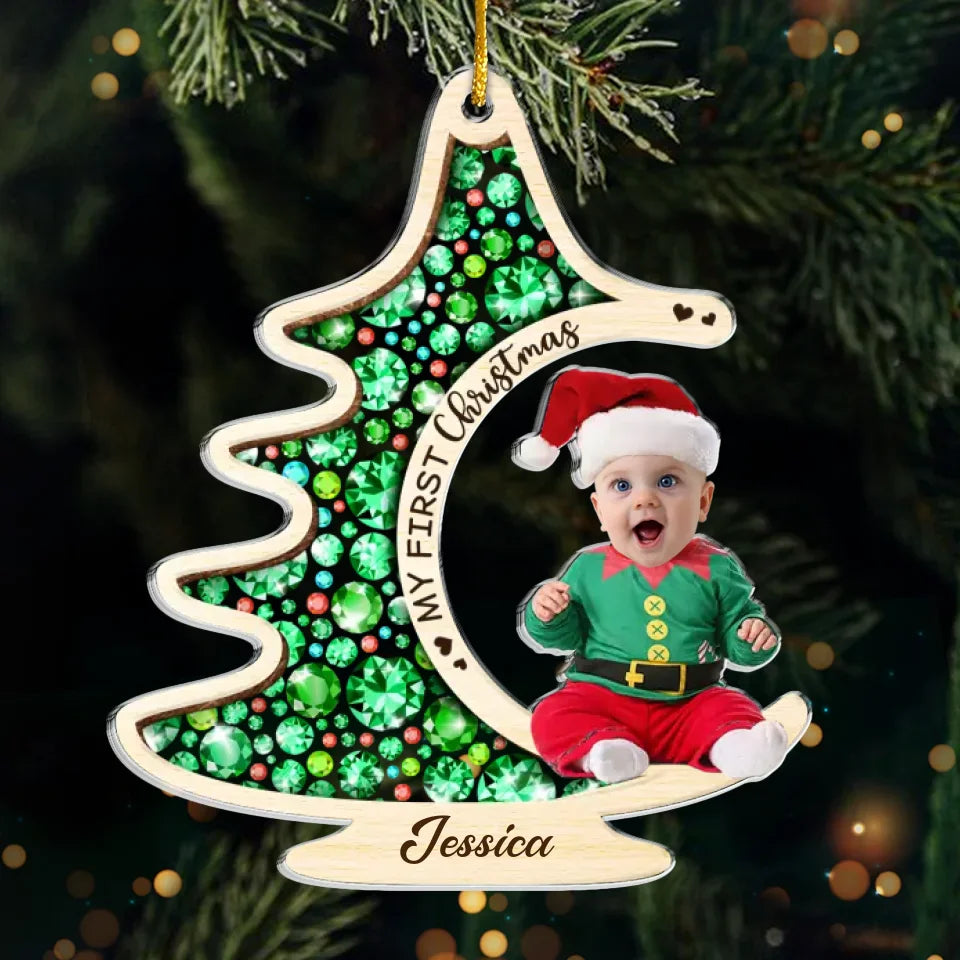 Photo personnalisée : Le sourire d'un bébé est le meilleur cadeau de Noël de tous - Décoration personnalisée pour la famille - Forme personnalisée en acrylique - Cadeau de Noël pour bébé, enfant, nouveau-né, premier Noël