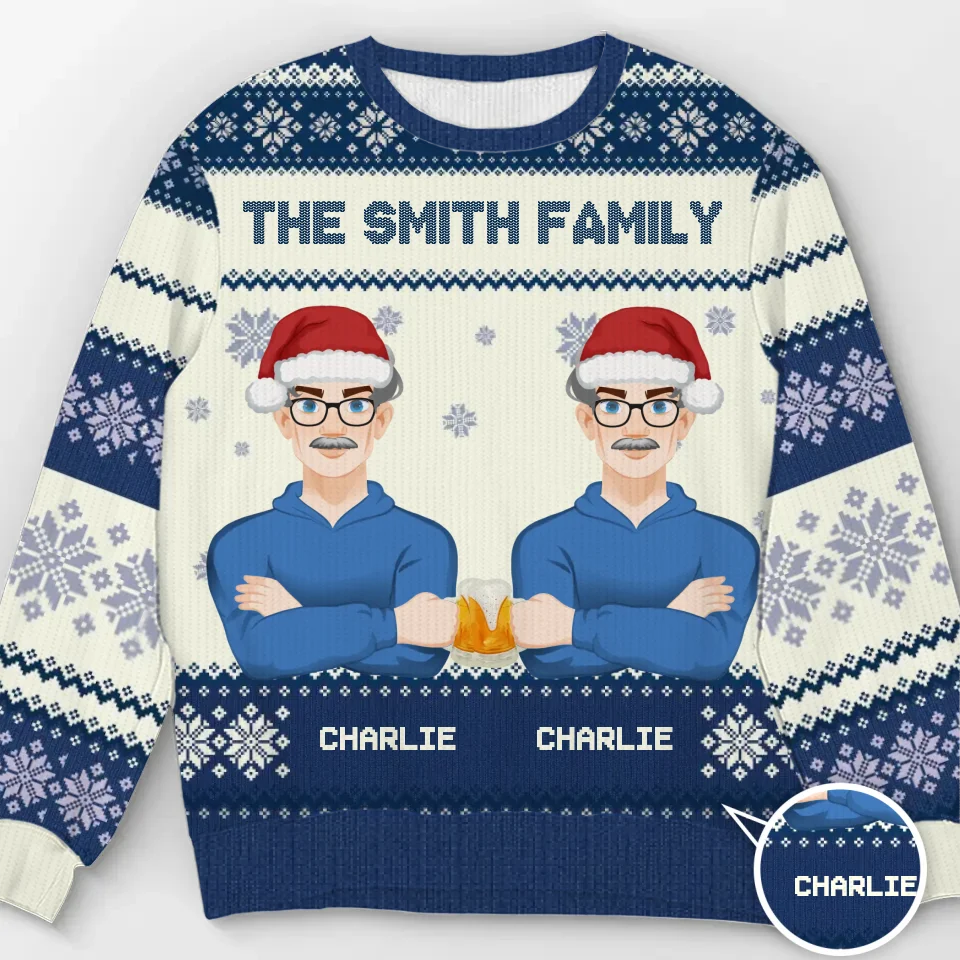 Soyez en sécurité et heureux pendant les fêtes de fin d'année - Sweat-shirt personnalisé pour toute la famille - Pull en laine unisexe - Cadeau de Noël pour les membres de la famille, les propriétaires d'animaux et les amoureux des animaux
